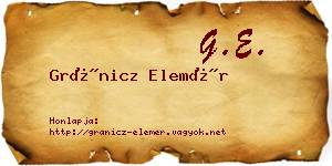 Gránicz Elemér névjegykártya